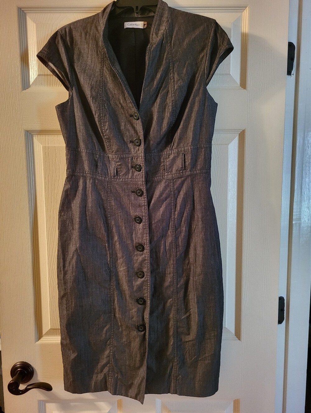 Calvin Klein Slate Gray Button-Front Sheath Dress